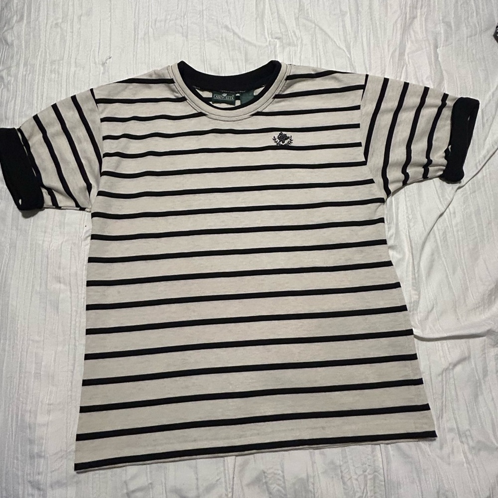 Cabin Creek Black and White Striped Short Sleeve Tee